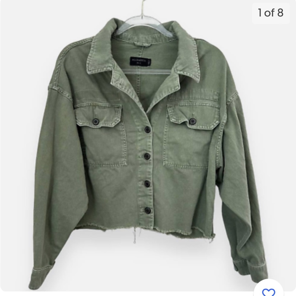 AllSaints cropped green raw hem jacket XS/S